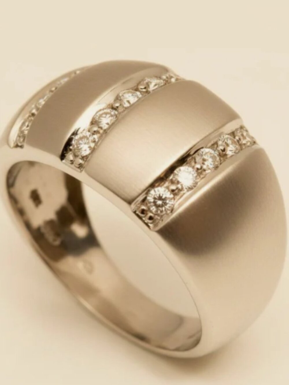 14K WG Matt High Gloss Diamond Bridal Wedding Registry Engagement Band